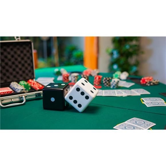 Jumbo Dice Decor, Set of 2, Natural Wood Decorations with Black and White Colors - Picture 2 of 6